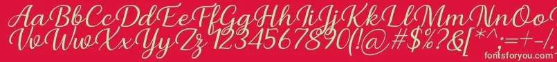 Fonte Briany Font Regular Italic by Andrian 7NTypes – fontes verdes em um fundo vermelho