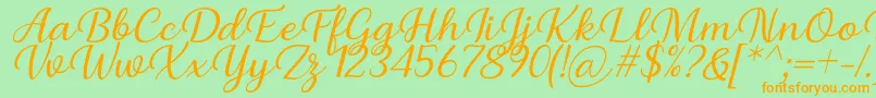 Шрифт Briany Font Regular Italic by Andrian 7NTypes – оранжевые шрифты на зелёном фоне