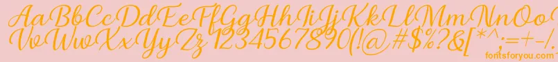 Briany Font Regular Italic by Andrian 7NTypes Font – Orange Fonts on Pink Background