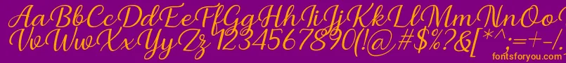 Briany Font Regular Italic by Andrian 7NTypes-fontti – oranssit fontit violetilla taustalla