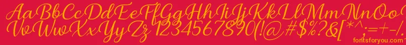 フォントBriany Font Regular Italic by Andrian 7NTypes – 赤い背景にオレンジの文字