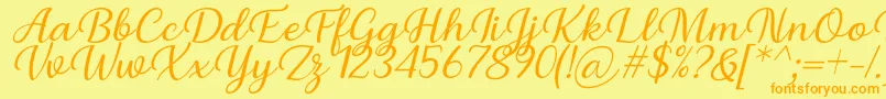 Czcionka Briany Font Regular Italic by Andrian 7NTypes – pomarańczowe czcionki na żółtym tle