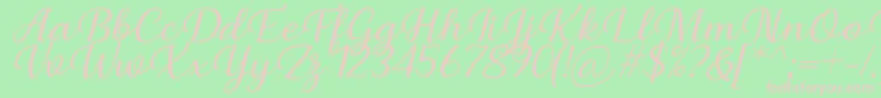 Fonte Briany Font Regular Italic by Andrian 7NTypes – fontes rosa em um fundo verde