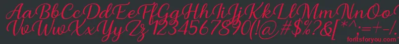 フォントBriany Font Regular Italic by Andrian 7NTypes – 黒い背景に赤い文字