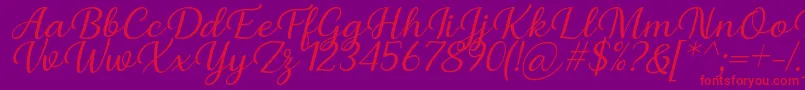 Police Briany Font Regular Italic by Andrian 7NTypes – polices rouges sur fond violet