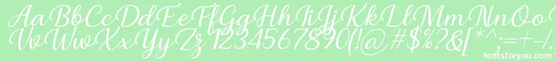 Fonte Briany Font Regular Italic by Andrian 7NTypes – fontes brancas em um fundo verde