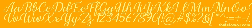 Briany Font Regular Italic by Andrian 7NTypes Font – Yellow Fonts on Orange Background