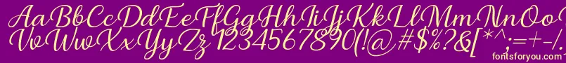 Briany Font Regular Italic by Andrian 7NTypes Font – Yellow Fonts on Purple Background