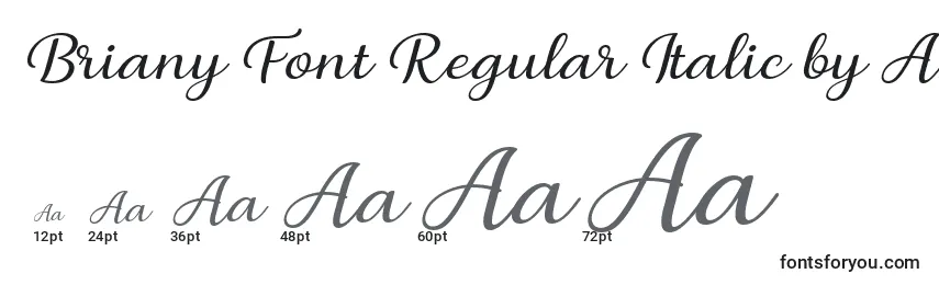 Tamaños de fuente Briany Font Regular Italic by Andrian 7NTypes