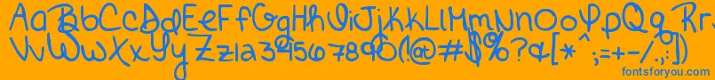 BrickbyBoringBrick Font – Blue Fonts on Orange Background