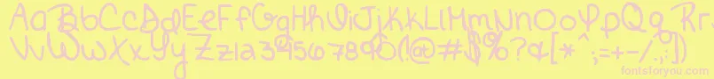 BrickbyBoringBrick Font – Pink Fonts on Yellow Background