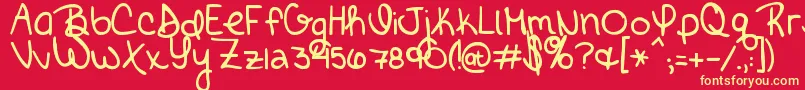 BrickbyBoringBrick Font – Yellow Fonts on Red Background