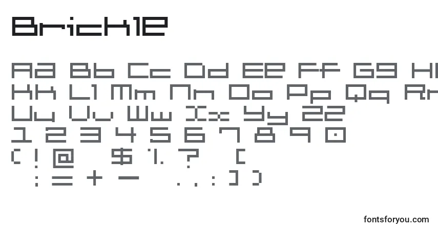 A fonte Brickle (122103) – alfabeto, números, caracteres especiais