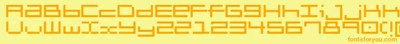フォントBrickle – オレンジの文字が黄色の背景にあります。