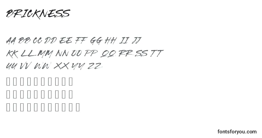 Schriftart BRICKNESS (122106) – Alphabet, Zahlen, spezielle Symbole