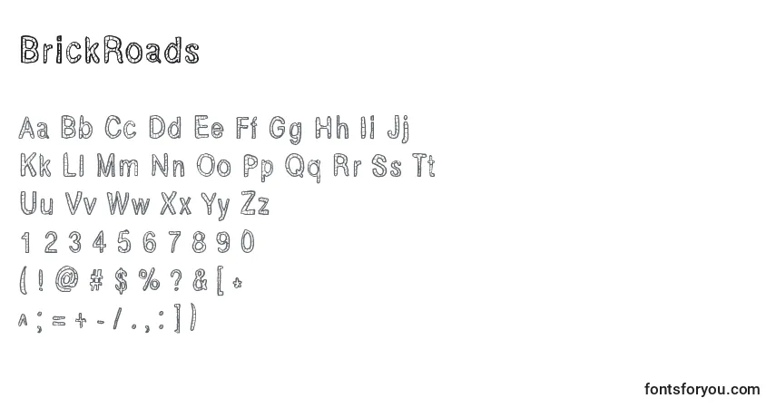 A fonte BrickRoads – alfabeto, números, caracteres especiais