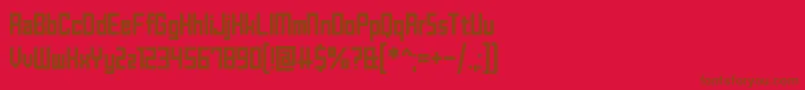BrickShapers-Schriftart – Braune Schriften auf rotem Hintergrund