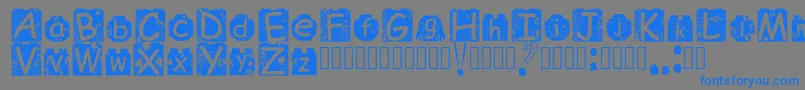 BrickyolFont Regular-Schriftart – Blaue Schriften auf grauem Hintergrund