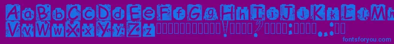 Fonte BrickyolFont Regular – fontes azuis em um fundo violeta