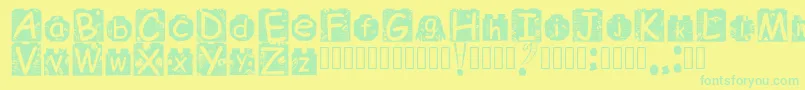 Fonte BrickyolFont Regular – fontes verdes em um fundo amarelo