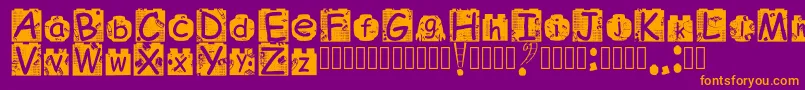 Fonte BrickyolFont Regular – fontes laranjas em um fundo violeta