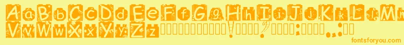 BrickyolFont Regular-Schriftart – Orangefarbene Schriften auf gelbem Hintergrund