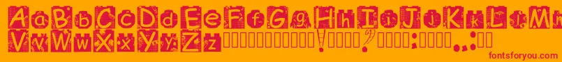 Fonte BrickyolFont Regular – fontes vermelhas em um fundo laranja