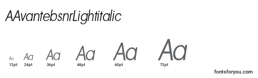 AAvantebsnrLightitalic Font Sizes
