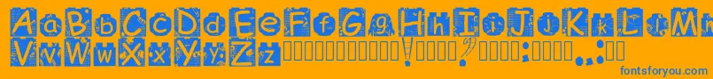 Fonte BrickyolFont Regular – fontes azuis em um fundo laranja