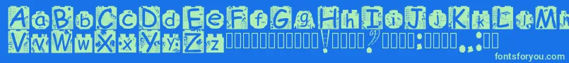 BrickyolFont Regular Font – Green Fonts on Blue Background