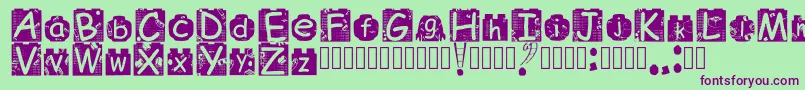 フォントBrickyolFont Regular – 緑の背景に紫のフォント