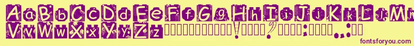 フォントBrickyolFont Regular – 紫色のフォント、黄色の背景