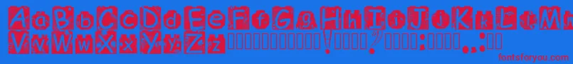 BrickyolFont Regular Font – Red Fonts on Blue Background