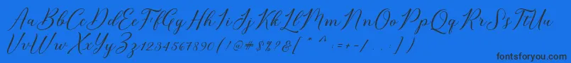 フォントBridget Script – 黒い文字の青い背景