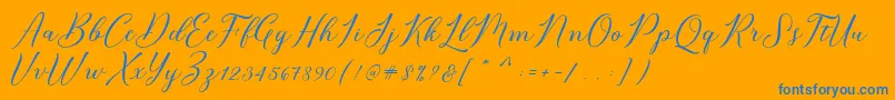 Bridget Script Font – Blue Fonts on Orange Background