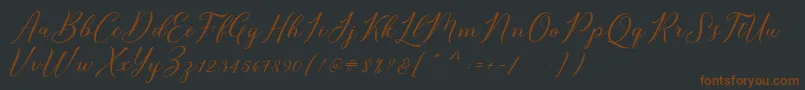 Bridget Script-Schriftart – Braune Schriften auf schwarzem Hintergrund