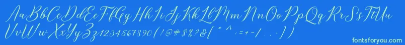 Bridget Script-Schriftart – Grüne Schriften auf blauem Hintergrund