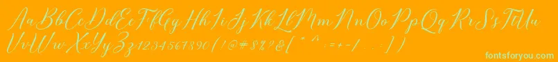 Bridget Script Font – Green Fonts on Orange Background