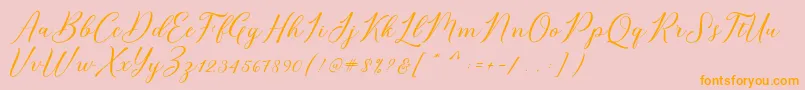 Bridget Script-Schriftart – Orangefarbene Schriften auf rosa Hintergrund