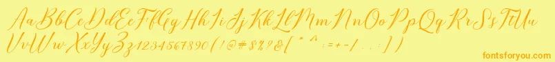 Bridget Script Font – Orange Fonts on Yellow Background