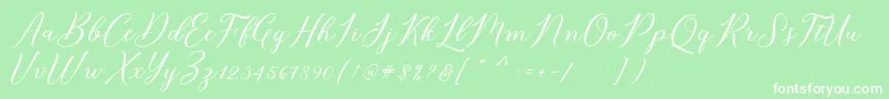 Bridget Script-Schriftart – Weiße Schriften auf grünem Hintergrund