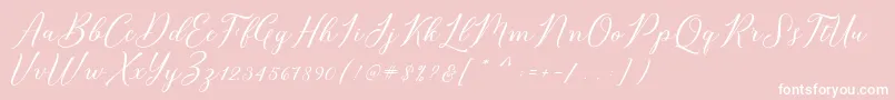 Bridget Script-Schriftart – Weiße Schriften auf rosa Hintergrund