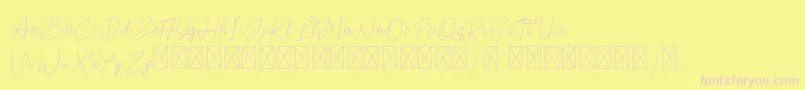 Brielle-Schriftart – Rosa Schriften auf gelbem Hintergrund