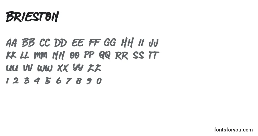 Czcionka Brieston – alfabet, cyfry, specjalne znaki