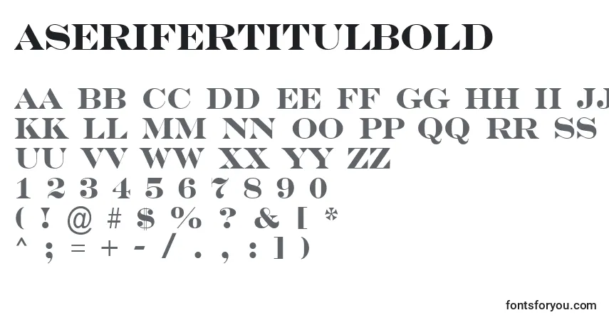 A fonte ASerifertitulBold – alfabeto, números, caracteres especiais