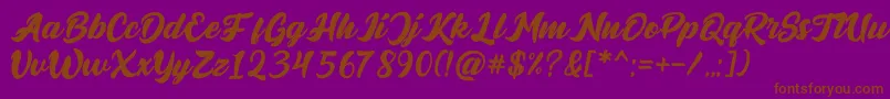 Fonte BrigestScript – fontes marrons em um fundo roxo