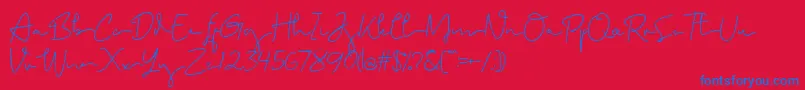 Brighamdemo Font – Blue Fonts on Red Background