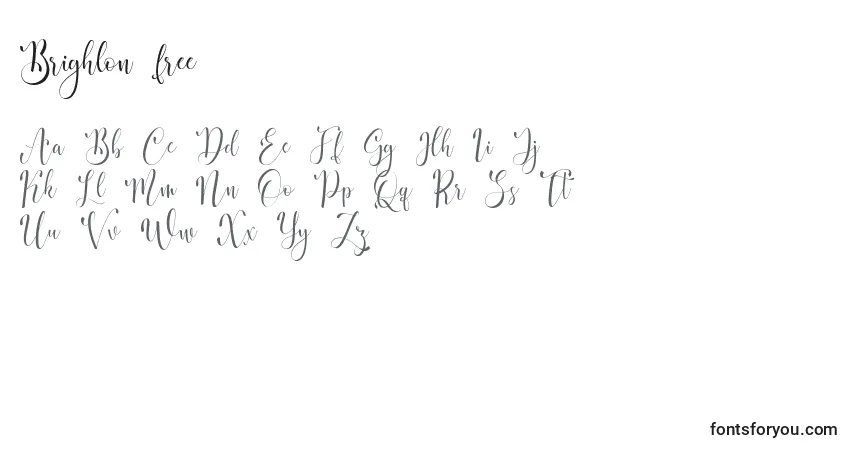Brighlon free-fontti – aakkoset, numerot, erikoismerkit