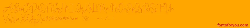 Bright Daddy-Schriftart – Rote Schriften auf orangefarbenem Hintergrund