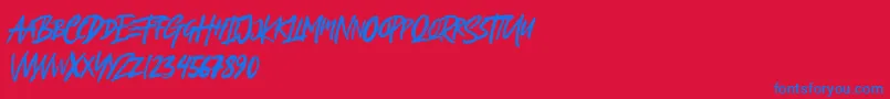 フォントBrightland – 赤い背景に青い文字